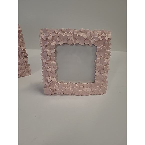Laura Ashley Pink Picture Frames (3) Textured Resin Floral 4 X 4 Baby Shower - Picture 6 of 8